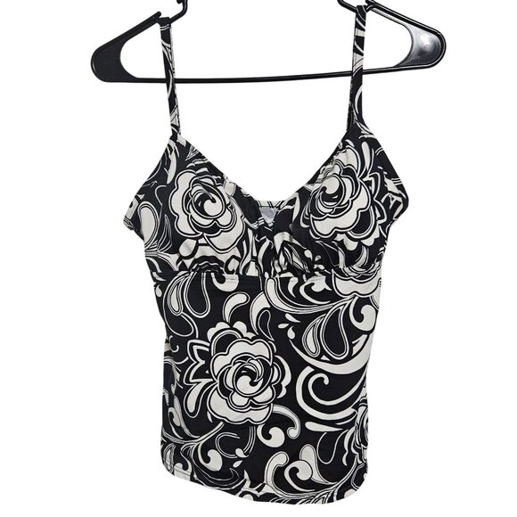 Jamaica Bay Floral Tankini Top Womens Size 14 Padded Bra Swimwear Swimsuit Beach - Picture 1 of 6